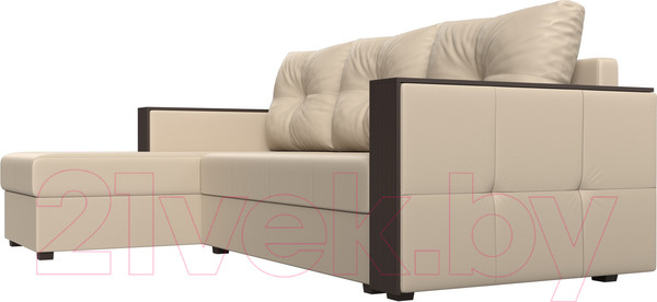 Изображение товара Диван угловой Лига Диванов Валенсия Лайт левый (экокожа бежевый)