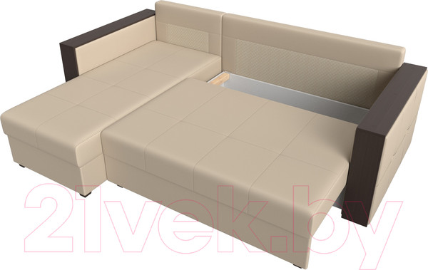 Изображение товара Диван угловой Лига Диванов Валенсия Лайт левый (экокожа бежевый)