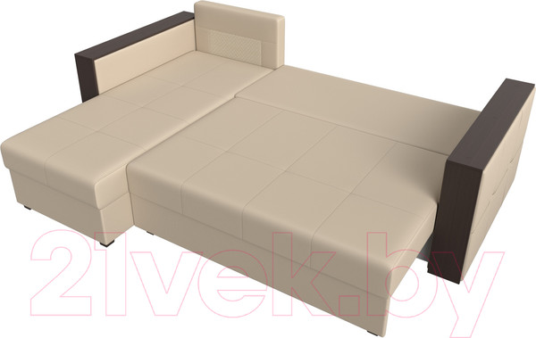 Изображение товара Диван угловой Лига Диванов Валенсия Лайт левый (экокожа бежевый)