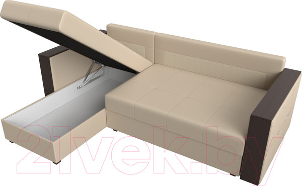 Изображение товара Диван угловой Лига Диванов Валенсия Лайт левый (экокожа бежевый)