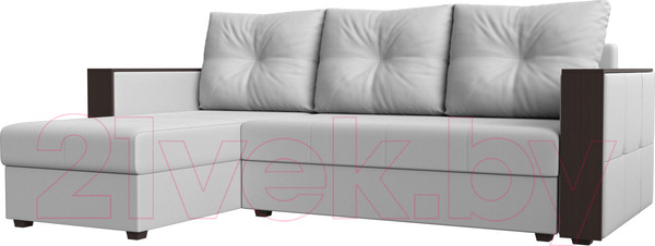 Изображение товара Диван угловой Лига Диванов Валенсия Лайт левый (экокожа белый)