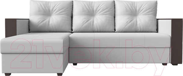 Изображение товара Диван угловой Лига Диванов Валенсия Лайт левый (экокожа белый)