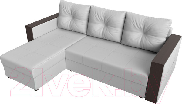 Изображение товара Диван угловой Лига Диванов Валенсия Лайт левый (экокожа белый)