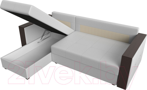 Изображение товара Диван угловой Лига Диванов Валенсия Лайт левый (экокожа белый)