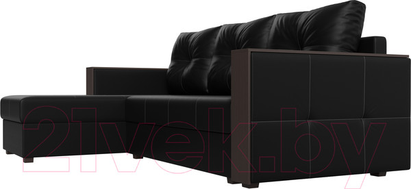 Изображение товара Диван угловой Лига Диванов Валенсия Лайт левый (экокожа черный)