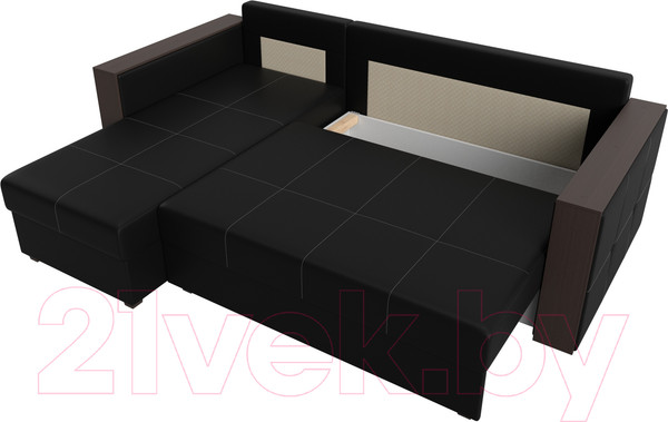 Изображение товара Диван угловой Лига Диванов Валенсия Лайт левый (экокожа черный)