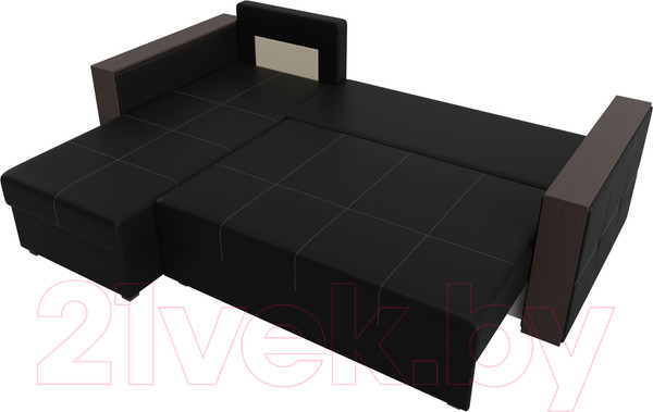 Изображение товара Диван угловой Лига Диванов Валенсия Лайт левый (экокожа черный)