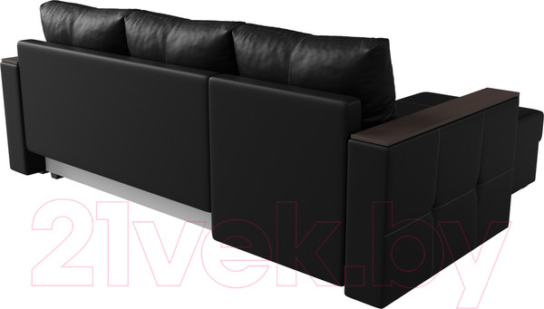 Изображение товара Диван угловой Лига Диванов Валенсия Лайт левый (экокожа черный)