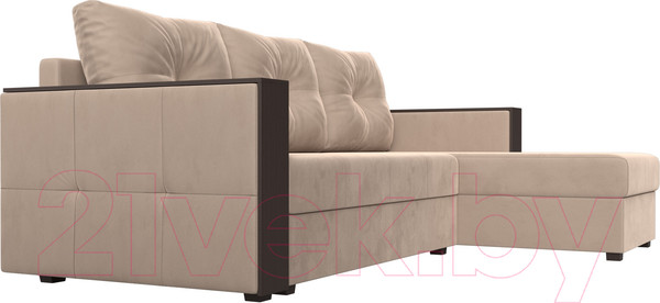 Изображение товара Диван угловой Лига Диванов Валенсия Лайт правый (велюр бежевый)