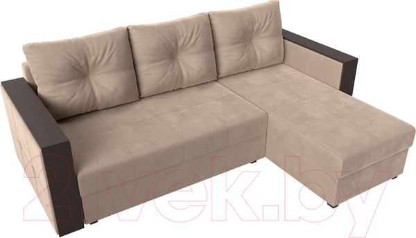 Изображение товара Диван угловой Лига Диванов Валенсия Лайт правый (велюр бежевый)