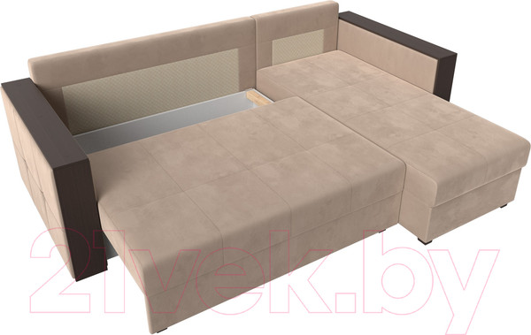 Изображение товара Диван угловой Лига Диванов Валенсия Лайт правый (велюр бежевый)