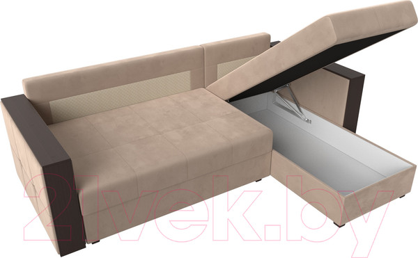 Изображение товара Диван угловой Лига Диванов Валенсия Лайт правый (велюр бежевый)