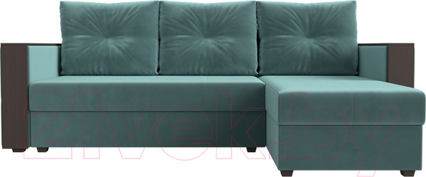 Изображение товара Диван угловой Лига Диванов Валенсия Лайт правый (велюр бирюзовый)