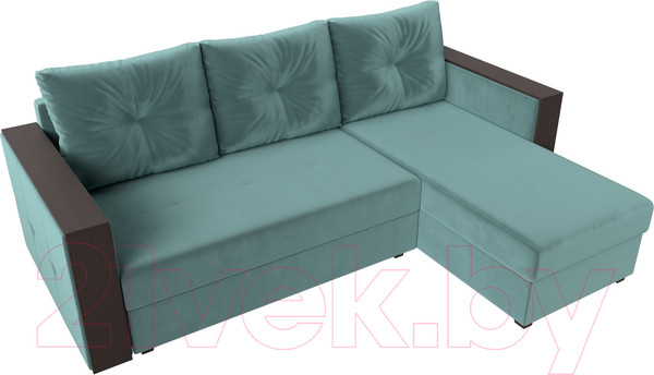 Изображение товара Диван угловой Лига Диванов Валенсия Лайт правый (велюр бирюзовый)