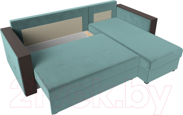 Изображение товара Диван угловой Лига Диванов Валенсия Лайт правый (велюр бирюзовый)