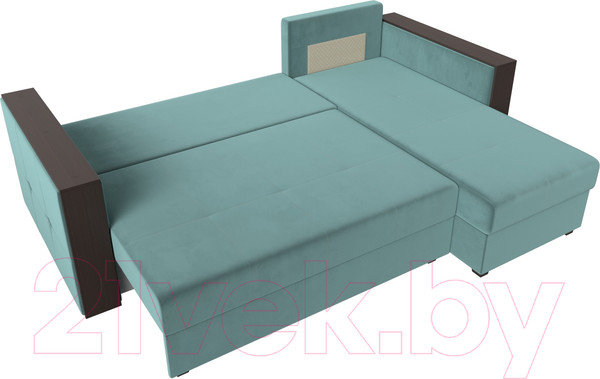 Изображение товара Диван угловой Лига Диванов Валенсия Лайт правый (велюр бирюзовый)