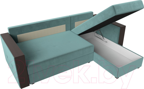 Изображение товара Диван угловой Лига Диванов Валенсия Лайт правый (велюр бирюзовый)