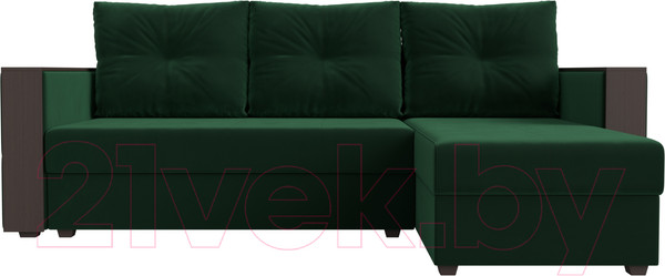 Изображение товара Диван угловой Лига Диванов Валенсия Лайт правый (велюр зеленый)