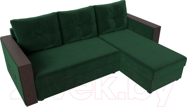 Изображение товара Диван угловой Лига Диванов Валенсия Лайт правый (велюр зеленый)