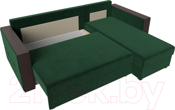 Изображение товара Диван угловой Лига Диванов Валенсия Лайт правый (велюр зеленый)
