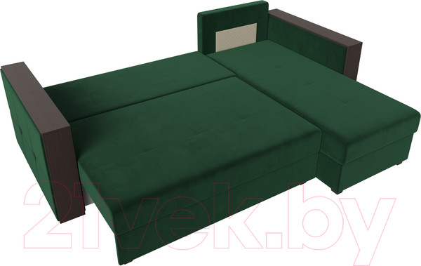 Изображение товара Диван угловой Лига Диванов Валенсия Лайт правый (велюр зеленый)
