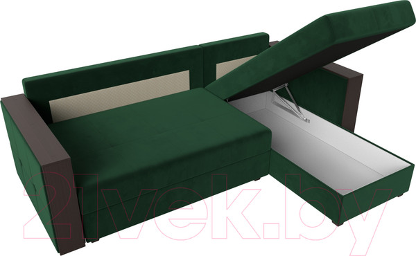 Изображение товара Диван угловой Лига Диванов Валенсия Лайт правый (велюр зеленый)