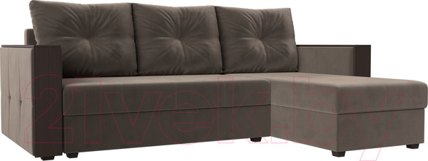 Изображение товара Диван угловой Лига Диванов Валенсия Лайт правый (велюр коричневый)
