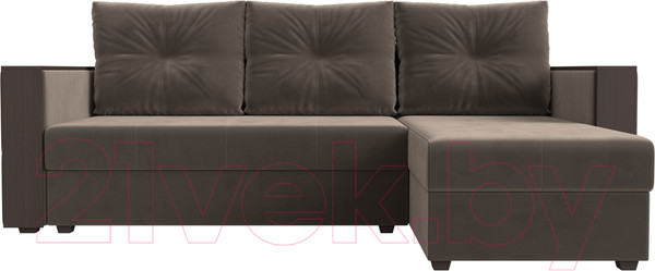 Изображение товара Диван угловой Лига Диванов Валенсия Лайт правый (велюр коричневый)