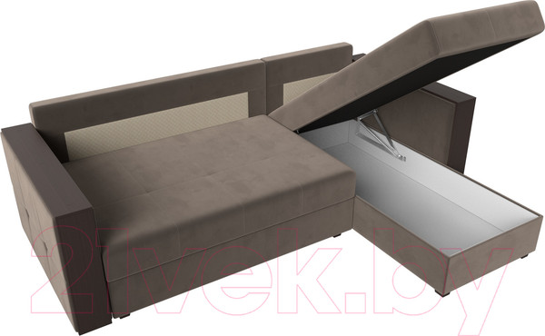 Изображение товара Диван угловой Лига Диванов Валенсия Лайт правый (велюр коричневый)
