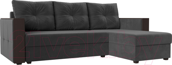 Изображение товара Диван угловой Лига Диванов Валенсия Лайт правый (велюр серый)