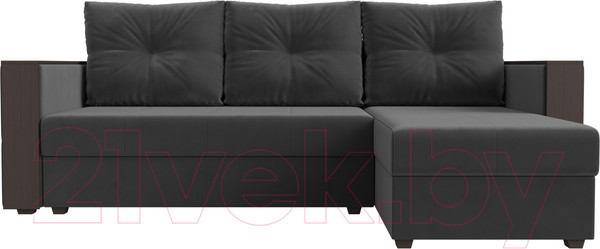 Изображение товара Диван угловой Лига Диванов Валенсия Лайт правый (велюр серый)