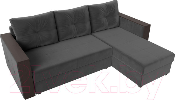 Изображение товара Диван угловой Лига Диванов Валенсия Лайт правый (велюр серый)