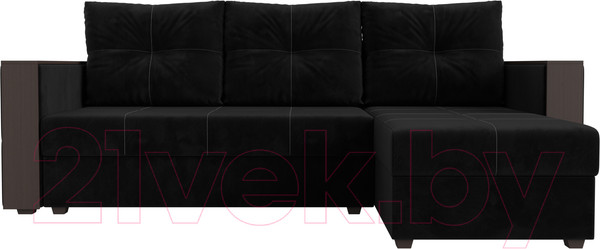 Изображение товара Диван угловой Лига Диванов Валенсия Лайт правый (велюр черный)