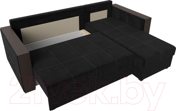 Изображение товара Диван угловой Лига Диванов Валенсия Лайт правый (велюр черный)