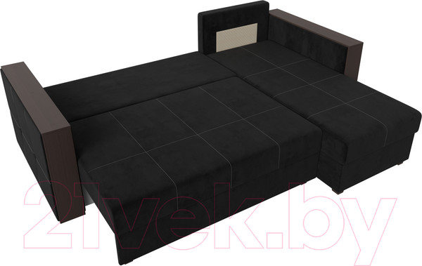 Изображение товара Диван угловой Лига Диванов Валенсия Лайт правый (велюр черный)