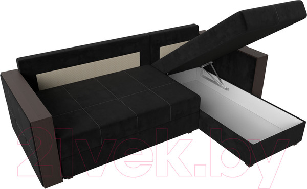 Изображение товара Диван угловой Лига Диванов Валенсия Лайт правый (велюр черный)