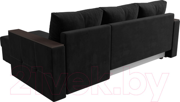 Изображение товара Диван угловой Лига Диванов Валенсия Лайт правый (велюр черный)