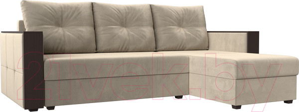 Изображение товара Диван угловой Лига Диванов Валенсия Лайт правый (микровельвет бежевый)