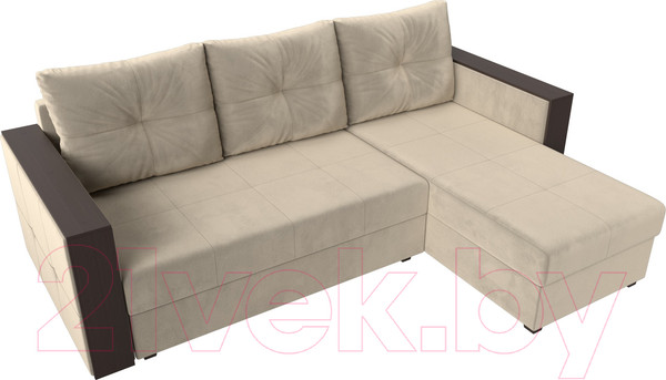 Изображение товара Диван угловой Лига Диванов Валенсия Лайт правый (микровельвет бежевый)