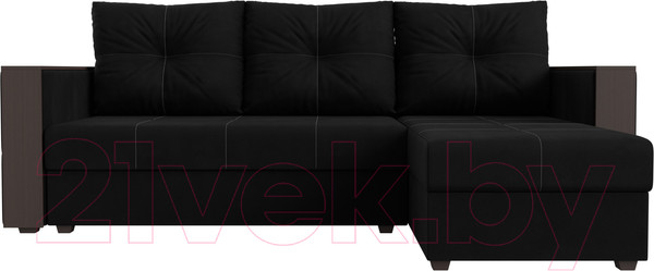 Изображение товара Диван угловой Лига Диванов Валенсия Лайт правый (микровельвет черный)