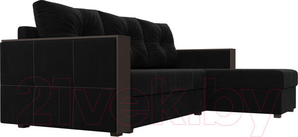 Изображение товара Диван угловой Лига Диванов Валенсия Лайт правый (микровельвет черный)