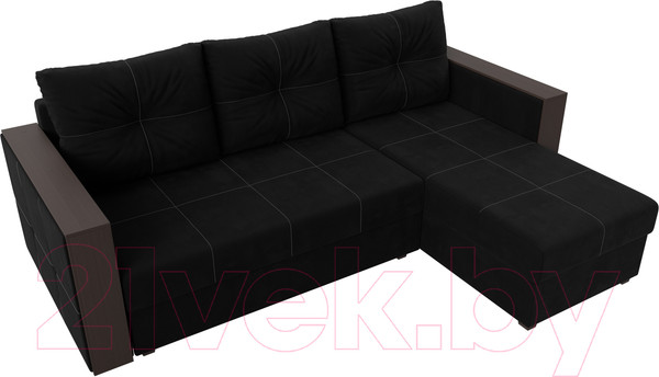 Изображение товара Диван угловой Лига Диванов Валенсия Лайт правый (микровельвет черный)