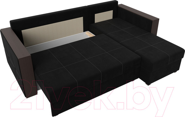 Изображение товара Диван угловой Лига Диванов Валенсия Лайт правый (микровельвет черный)