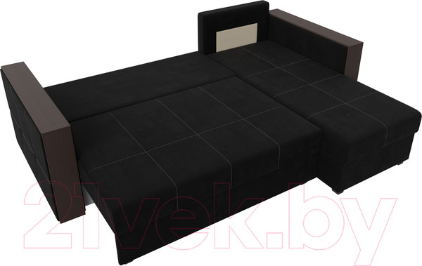 Изображение товара Диван угловой Лига Диванов Валенсия Лайт правый (микровельвет черный)