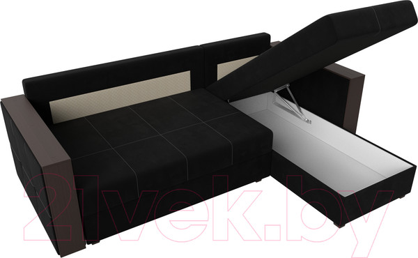 Изображение товара Диван угловой Лига Диванов Валенсия Лайт правый (микровельвет черный)