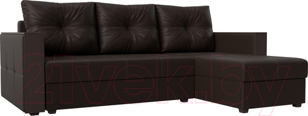 Изображение товара Диван угловой Лига Диванов Валенсия Лайт правый (экокожа коричневый)