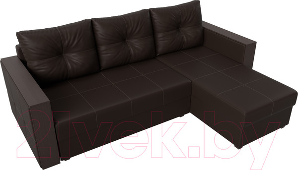 Изображение товара Диван угловой Лига Диванов Валенсия Лайт правый (экокожа коричневый)