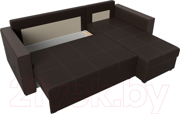 Изображение товара Диван угловой Лига Диванов Валенсия Лайт правый (экокожа коричневый)