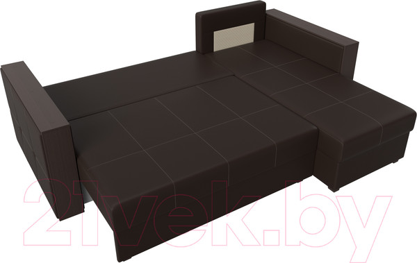 Изображение товара Диван угловой Лига Диванов Валенсия Лайт правый (экокожа коричневый)