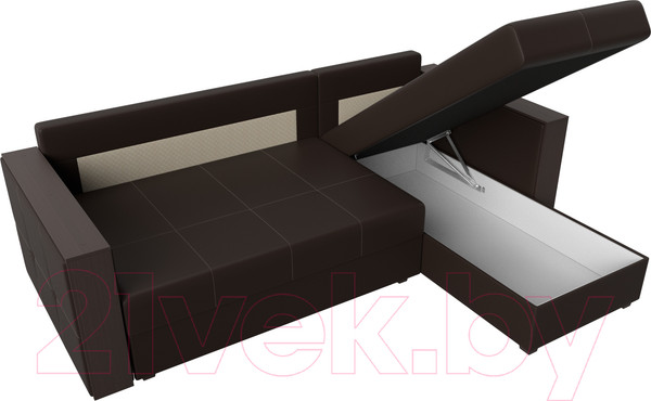 Изображение товара Диван угловой Лига Диванов Валенсия Лайт правый (экокожа коричневый)